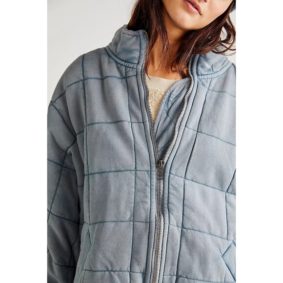 Free People Dolman Quilted Knit Jacket Top Oversized Zip-up Slouchy XS 284038 - Picture 2 of 10
